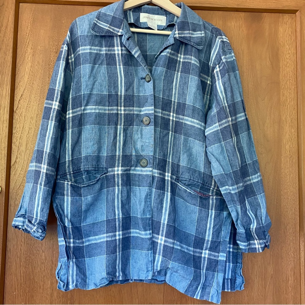 Vintage Blue Plaid Jacket Blazer